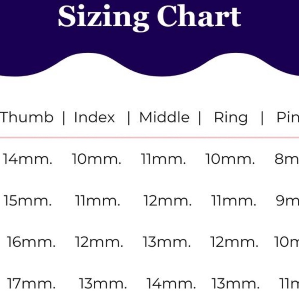 Press On Nail Sizing Chart